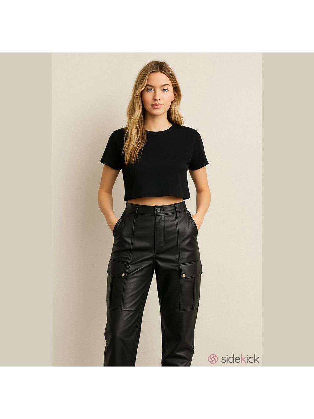 Jason Wu Black Vegan Leather Y2K Pants Size 2 Cargo